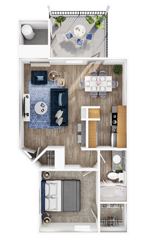 a floor plan of a house with a bedroom and a living room